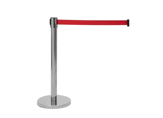 Eurolite Absperrpfosten mit Gurtabroller, Metall, Silber