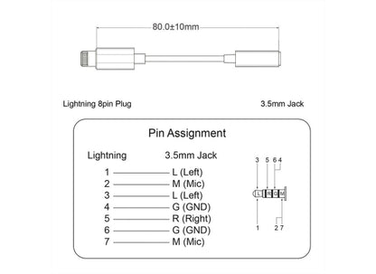 Roline Lightning Adapter, 0.13m, Lightning male / Klinke 3.5mm fe