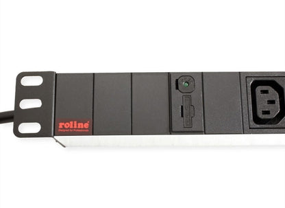Roline 19'' Kaltgeräteleiste, schwarz, 8-fach, 2m, 1HE