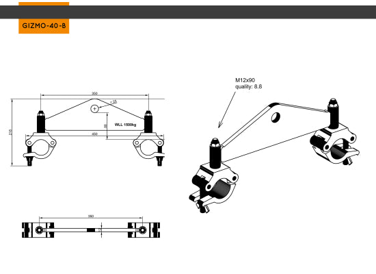 Global Truss GIZMO40-B Trussadapter (Gizmo) mit Bohrung 25mm