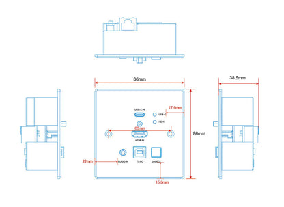 Lindy 38387 HDBaseT UK Wall Plate KVM Extender, 4K, 150m